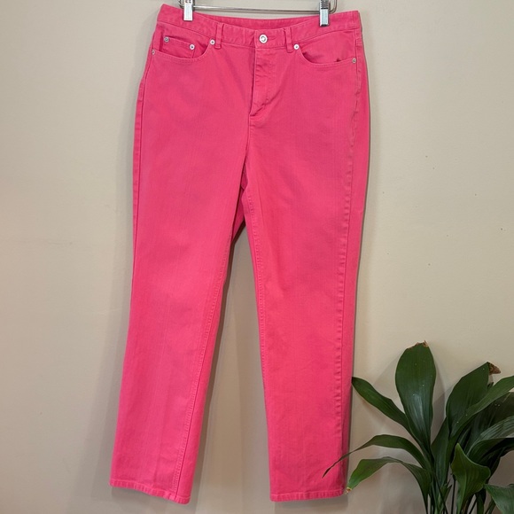 Talbots Denim - Talbots Pink Straight-Leg Jeans with Stretch, 10
